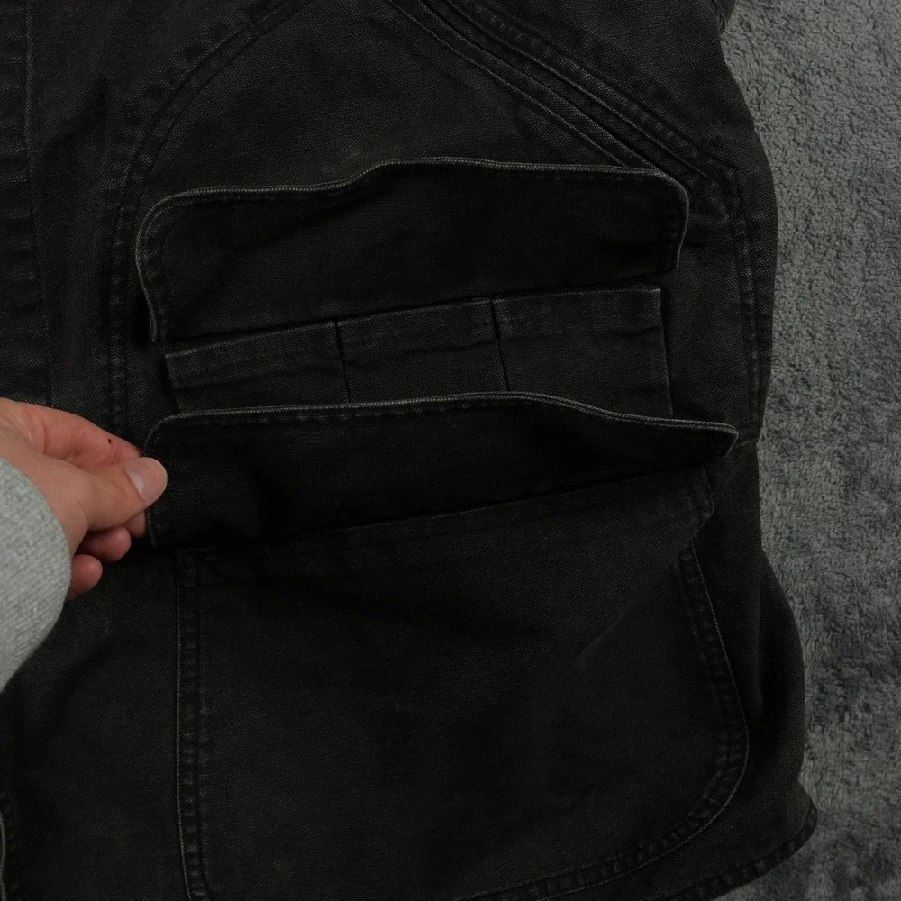 VTG Polo Ralph Lauren Chore Jacket Mens XL‎ Black Canvas Corduroy Trim Utility